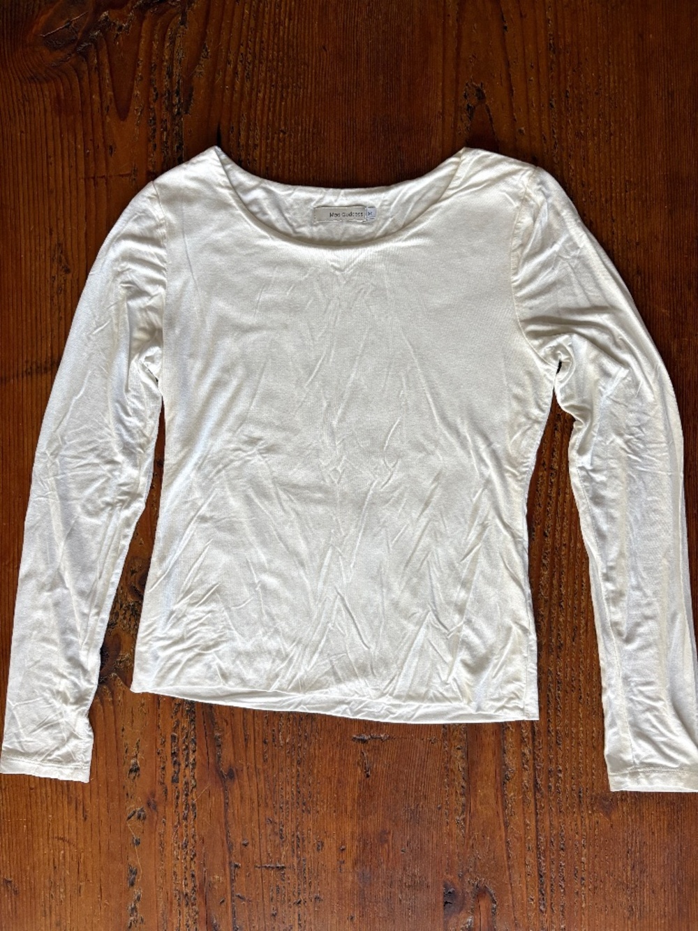 Mod Goddess Long Sleeve Scoop Neck Tee Size Medium White